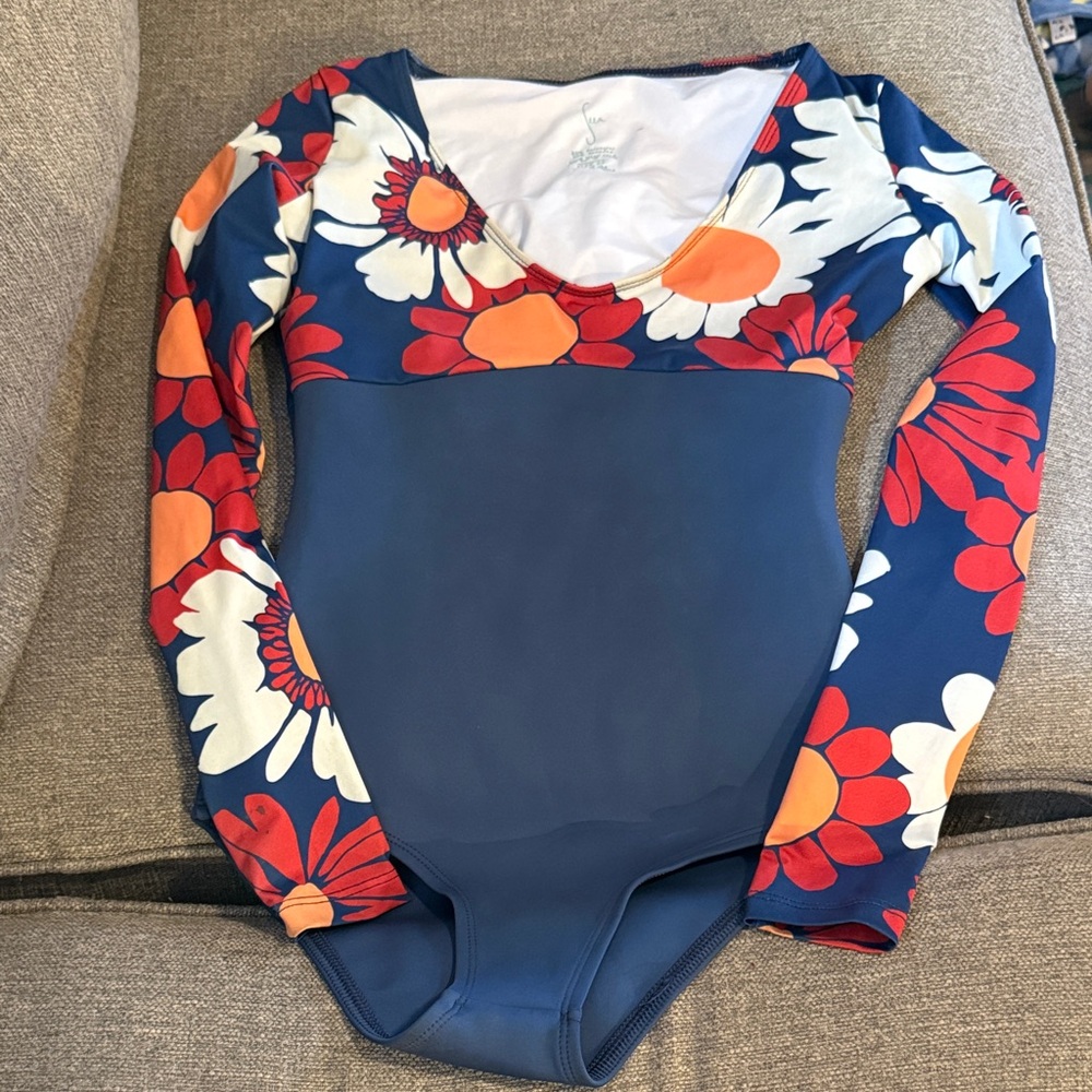Seea Women Swim Rashguard in Navy with Red and Orange Floral